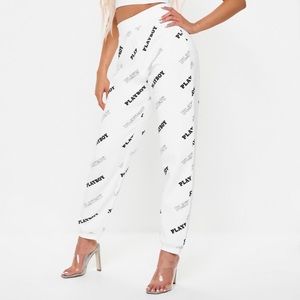 Playboy x misguided white repeat print joggers
